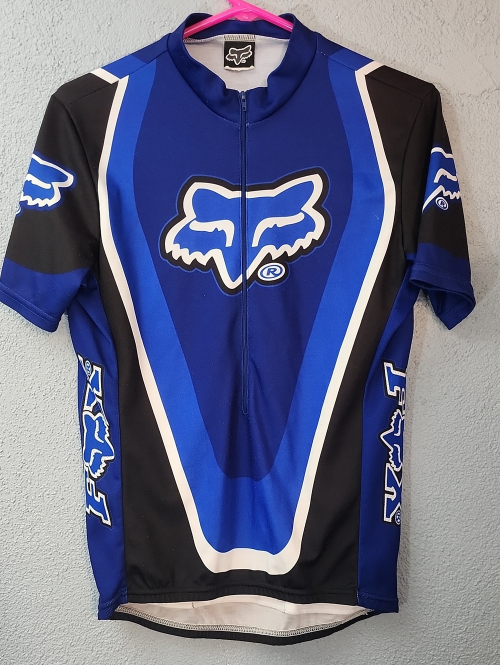 Fox Men’s Blue Black Cycling Jersey with White Accents